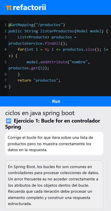 Refactorii - Ejemplo de código Java Spring Boot con ejercicios interactivos